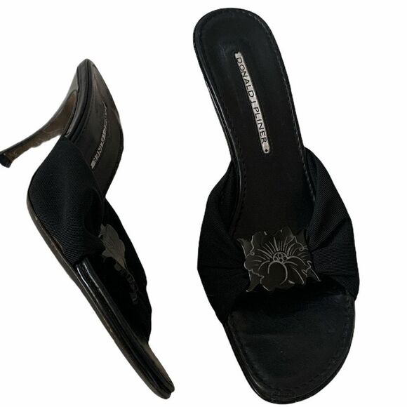 DONALD J PLINER Black Open Toe Kitten Heel Sandals - Picture 3 of 5